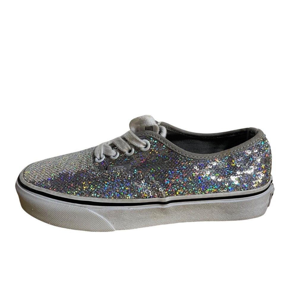 Vans Authentic Micro Sequins Low Top Sneakers Silver Size 5